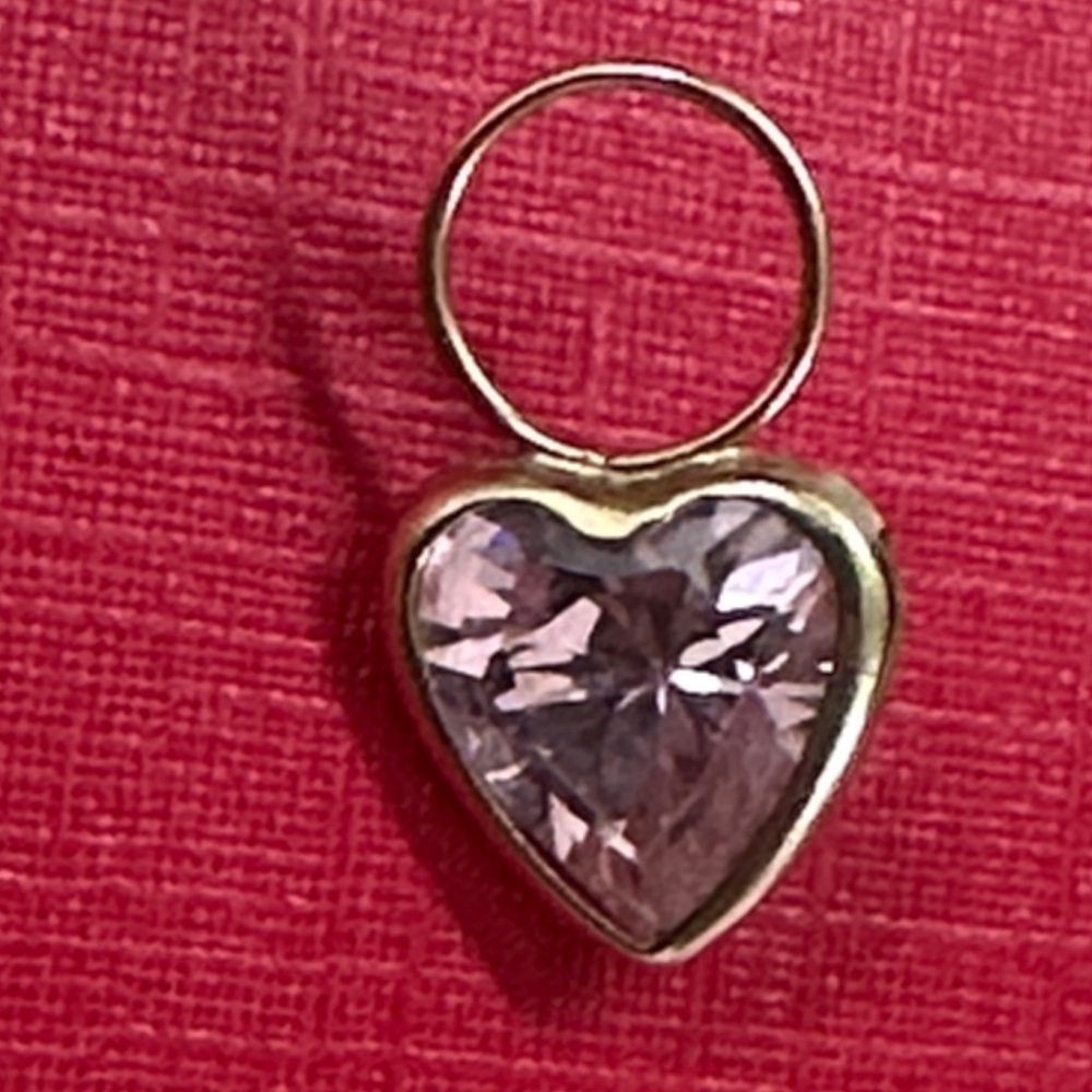 14k real Gold Heart Pendant Gemstone